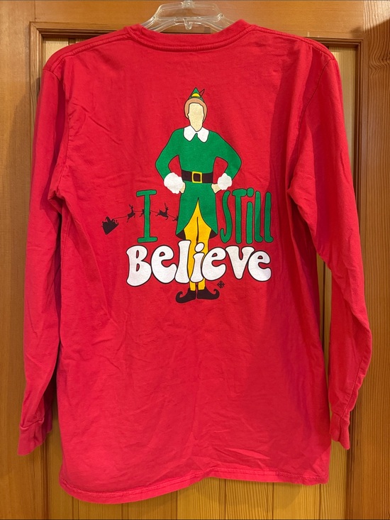Jane Marie Tops - Jane Marie Red "I Still Believe" Elf Graphic Long-Sleeve Shirt Size M